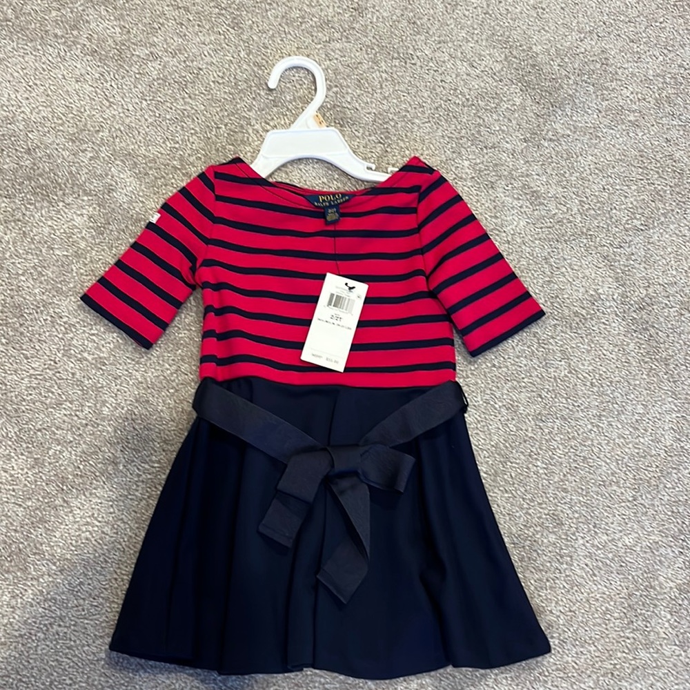 Polo NWT hot pink and navy blue dress 2t